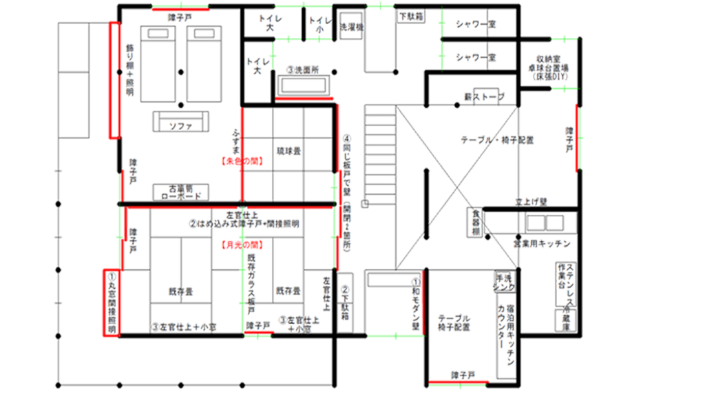 やま庄1階の館内マップ Yamasyo first-floor map
