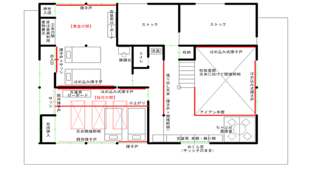 やま庄2階の館内マップ Yamasyo second-floor map

